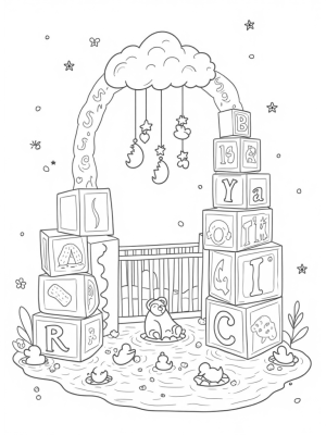Oversized Building Blocks and a Cozy Crib Nursery Scene