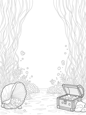 Luminous Underwater Garden with Giant Conch Shell