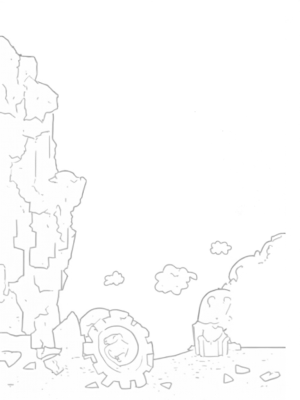 Crumbled City Wall with Titan Face and Gear