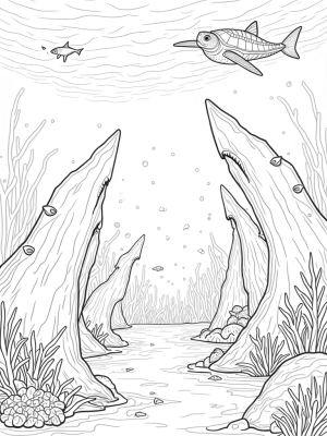 Underwater Garden with Shark Coral and Sea Life