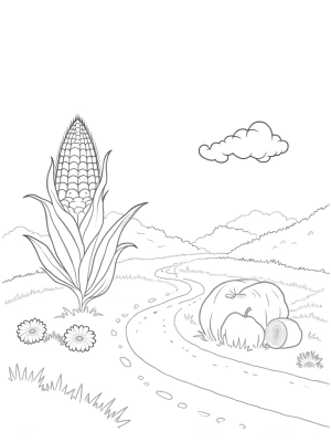 Giant Corn Cob Watchtower and Milk River Farm Scene
