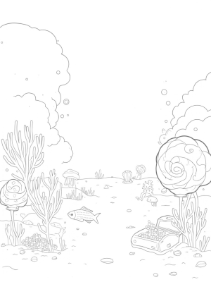 Underwater Garden with Coral Trees and Jellyfish