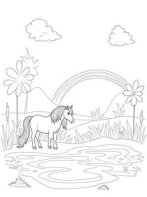 Majestic Pony in a Colorful Paint Meadow