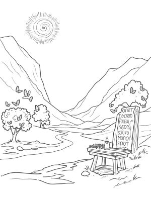Ancient Tablet in a Serene Valley