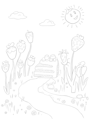 Fruit Garden with Chocolate River and Cake Bridge
