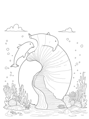Underwater Wonderland with Dolphins and Seashells