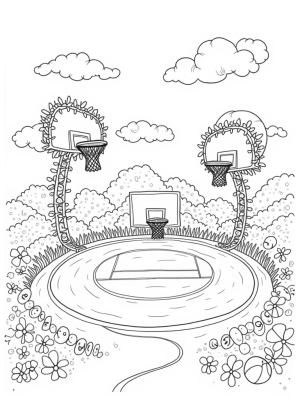 Giant Tennis Ball Sports Arena with Oversized Equipment
