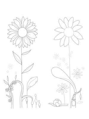 Geometric Flower Garden with Sunflower and Tulips