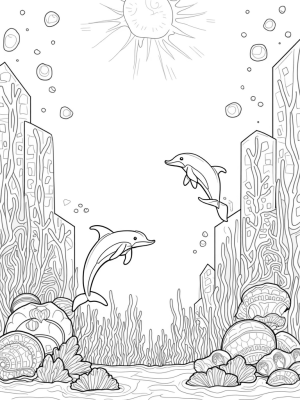 Underwater Garden with Playful Dolphins