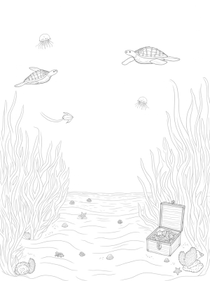 Underwater Garden with Sea Turtles and Jellyfish