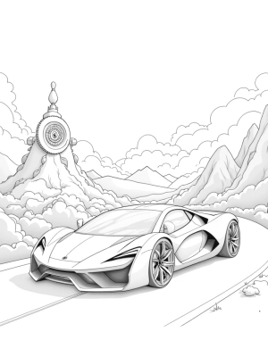 Futuristic Lamborghini on a Winding Mountain Road