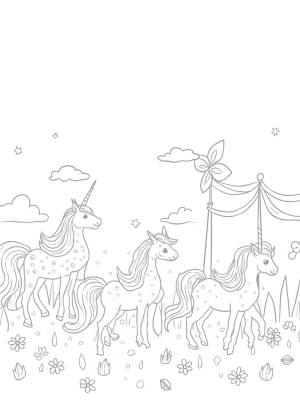 Pony Silhouettes on Colorful Flower Petals