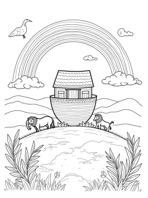 Serene Landscape with a Giant Ark and Pairs of Animals