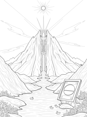 Mountain Landscape with Golden City and Tree of Life