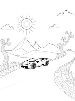 Sleek Lamborghini on a Surreal Winding Road