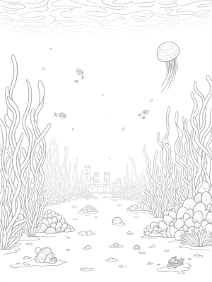 Underwater Garden with Coral Castles and Dancing Fish