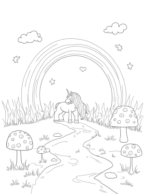Majestic Pony in a Rainbow Meadow