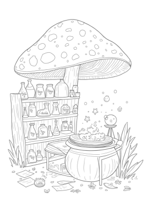 Potion Laboratory Under a Giant Mushroom