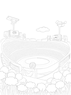 Floating Sports Arena with Whimsical Fans