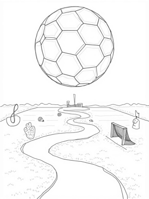 Colossal Soccer Ball Above a Colorful Field