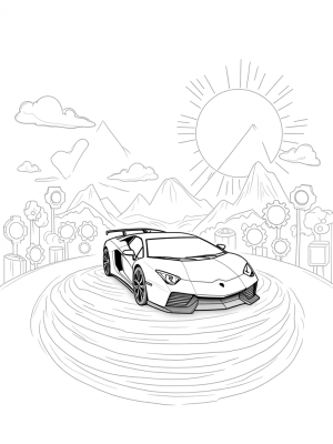 Futuristic Lamborghini on a Floating Platform
