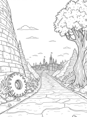 Cityscape with Colossal Walls and Titan Faces