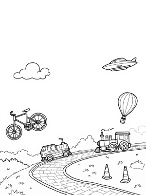 Floating Vehicles in a Whimsical Sky