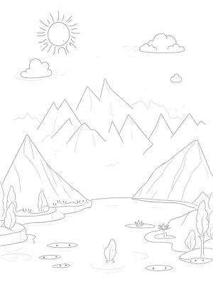 Majestic Mountain Range with Cotton Candy Clouds