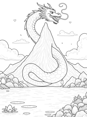 Majestic Dragon Coiled Around a Mountain Peak
