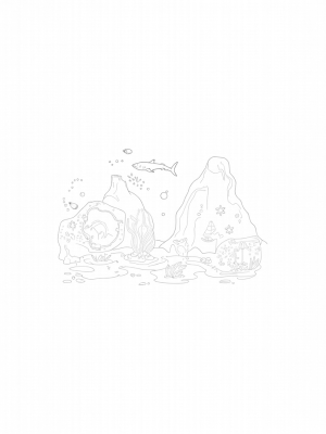 Underwater Garden with a Shark and Treasure