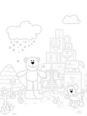 Giant Plush Toy Garden with Teddy Bear and Carousel