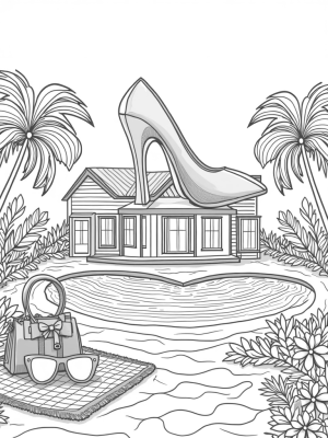 Giant Pink Castle with Heart-Shaped Pool and Fashion Accessories