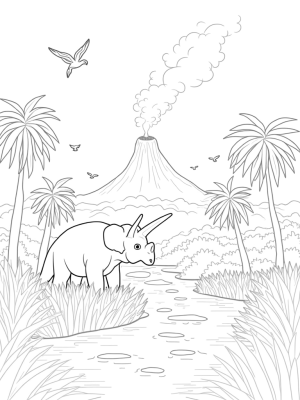 Triceratops Grazing in a Prehistoric Jungle