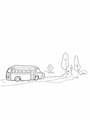 Giant Pencil Bus on a Crayon Road