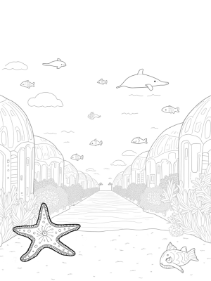 Underwater City with Dolphins and Coral Skyscrapers