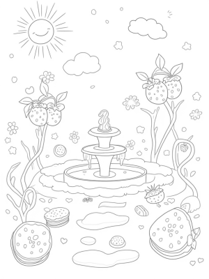 Fruit Garden with Chocolate Fountain and Macarons