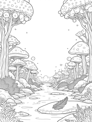 Magical Mushroom Forest with Glowing Orbs