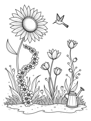 Oversized Flowers and a Floating Hummingbird