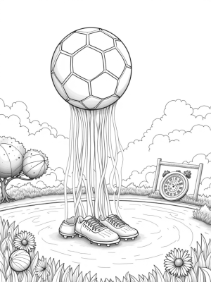 Floating Soccer Ball and Cozy Cleats on a Hillside