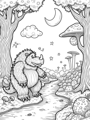 Gruffalo by the Winding Stream in an Enchanted Forest