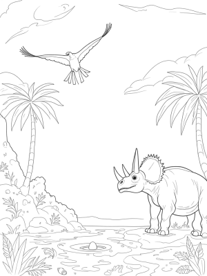 Triceratops Guarding the Prehistoric Jungle