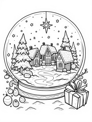 Holiday Village in a Snow Globe