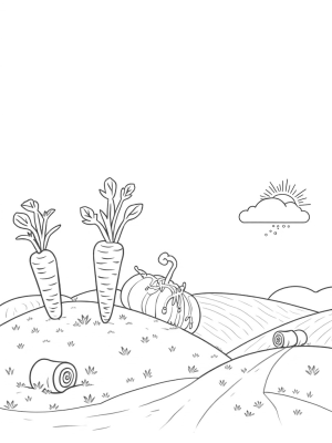 Oversized Vegetables in a Patchwork Field