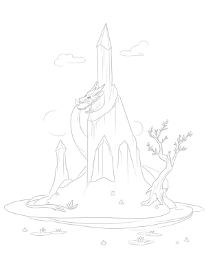 Majestic Dragon Coiled Around a Crystal Mountain