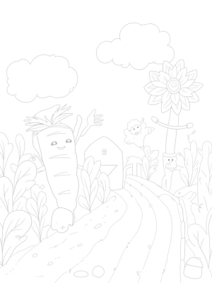 Giant Carrot and Apple Barn on the Farm