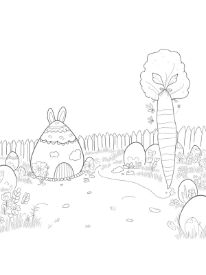 Pastel Egg Garden with Bunny Burrow