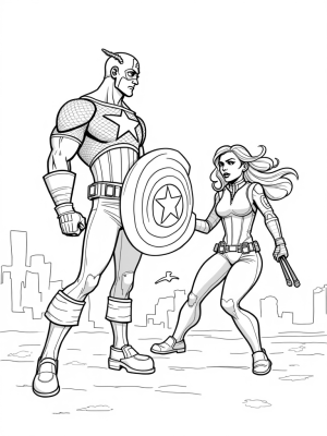 Captain America and Black Widow in Action