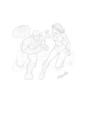Captain America and Black Widow in Action
