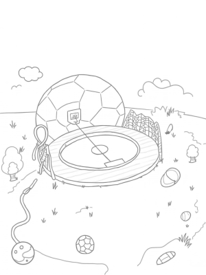 Giant Soccer Ball Sports Arena with Fun Rackets and Foam Fingers