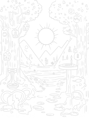 Heart and Star Fruit Garden with Shimmering River